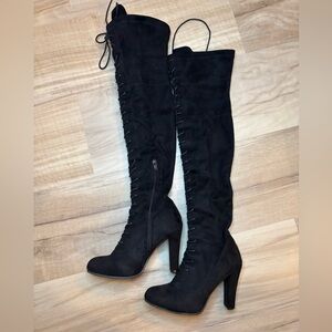 Forever 21 Black Over the Knee Boots Size 7